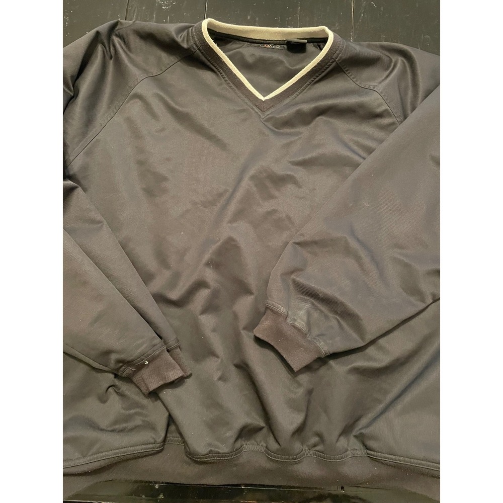 George Golf Mens Pullover Windbreaker Jacket V Neck Black 2XL Polyester